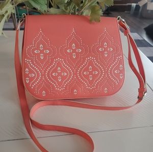 Vera Bradley Laser-Cut Saddle Crossbody in Coral